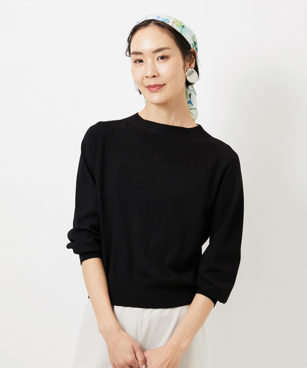 FMFDD15190 MICHEL KLEIN(ミッシェルクラン) ホールガーメント(R)ボトルネックニット ブラック