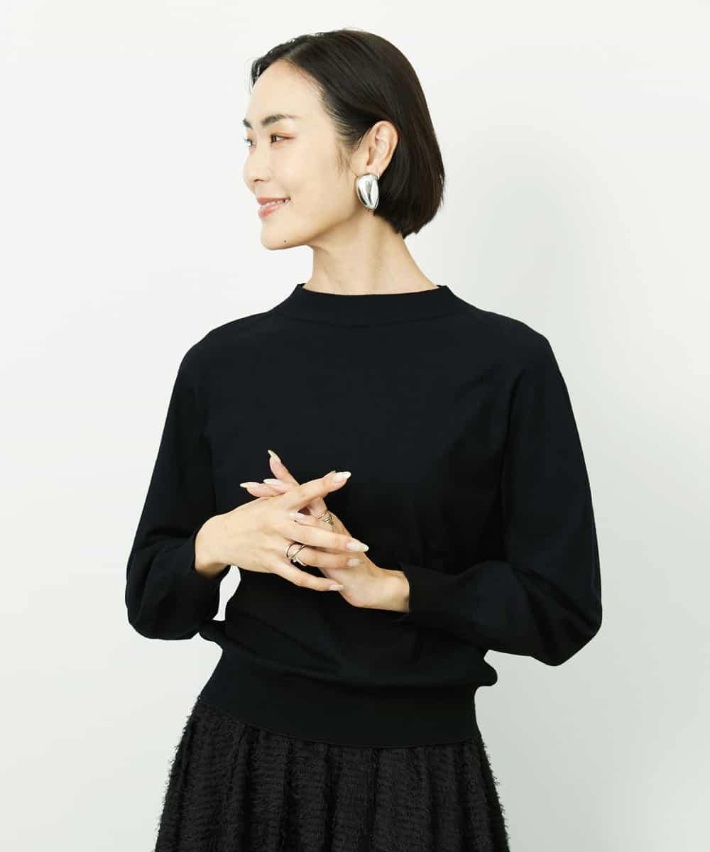 FMFDD15190 MICHEL KLEIN(ミッシェルクラン) ホールガーメント(R)ボトルネックニット ブラック