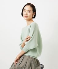 FMFDD17190 MICHEL KLEIN(ミッシェルクラン) ［定番人気］ホールガーメント(R)ドルマンスリーブニット グリーン