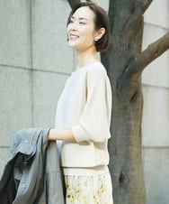 FMFDD17190 MICHEL KLEIN(ミッシェルクラン) ［定番人気］ホールガーメント(R)ドルマンスリーブニット アイボリー