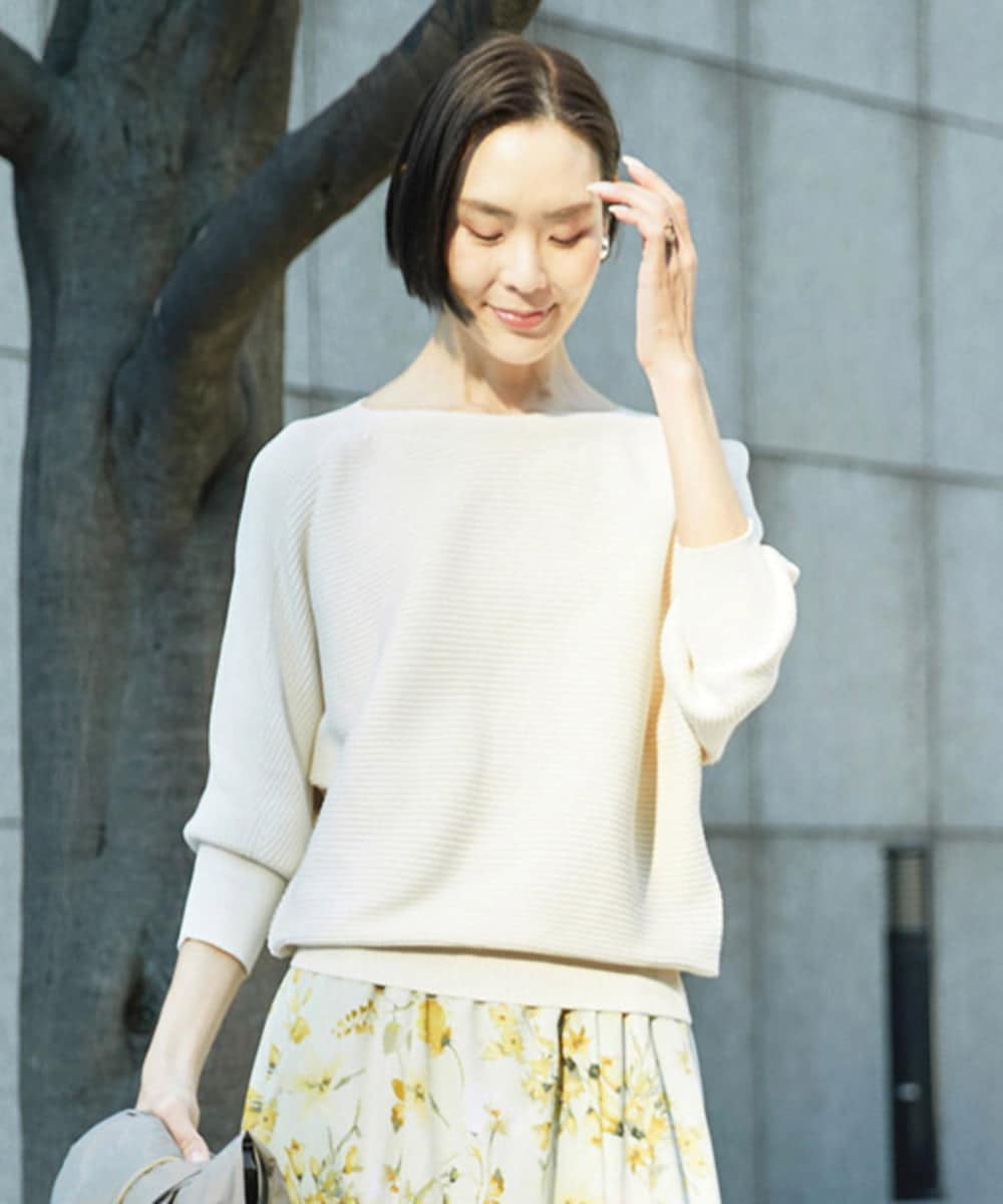 FMFDD17190 MICHEL KLEIN(ミッシェルクラン) ［定番人気］ホールガーメント(R)ドルマンスリーブニット アイボリー