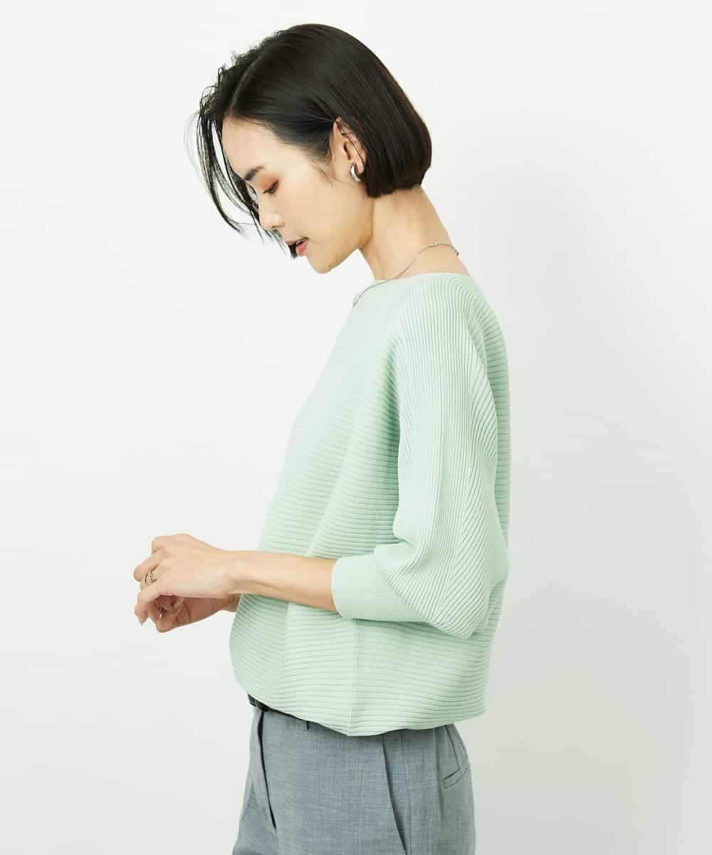 FMFDD17190 MICHEL KLEIN(ミッシェルクラン) ［定番人気］ホールガーメント(R)ドルマンスリーブニット グリーン