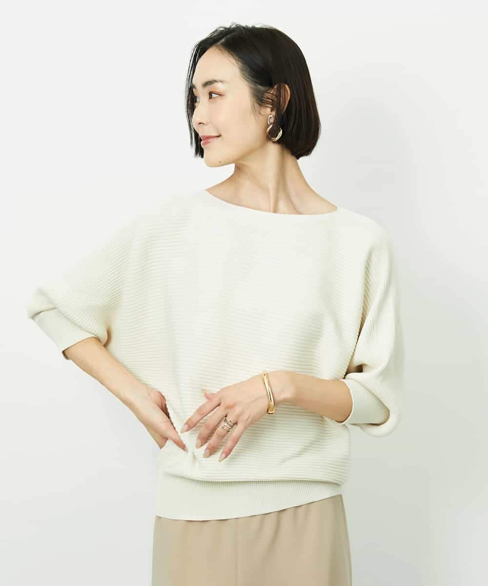 FMFDD17190 MICHEL KLEIN(ミッシェルクラン) ［定番人気］ホールガーメント(R)ドルマンスリーブニット アイボリー