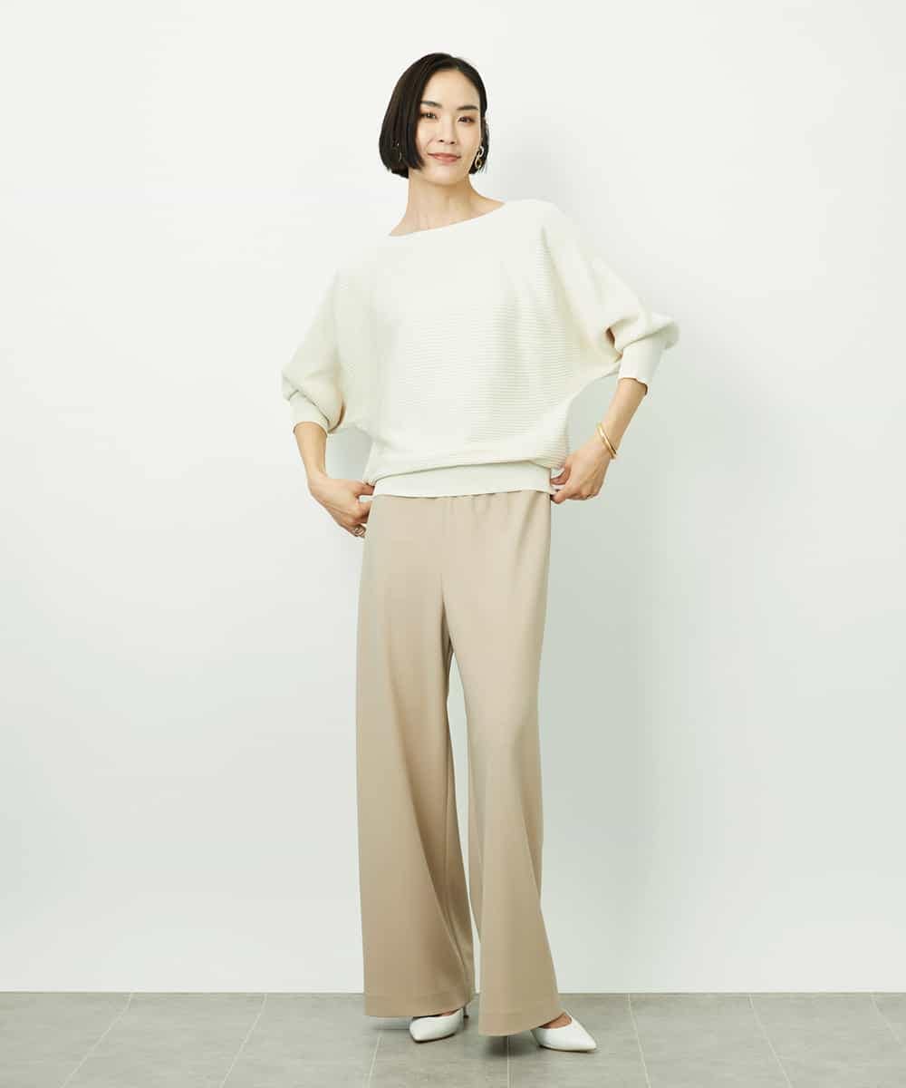 FMFDD17190 MICHEL KLEIN(ミッシェルクラン) ［定番人気］ホールガーメント(R)ドルマンスリーブニット アイボリー