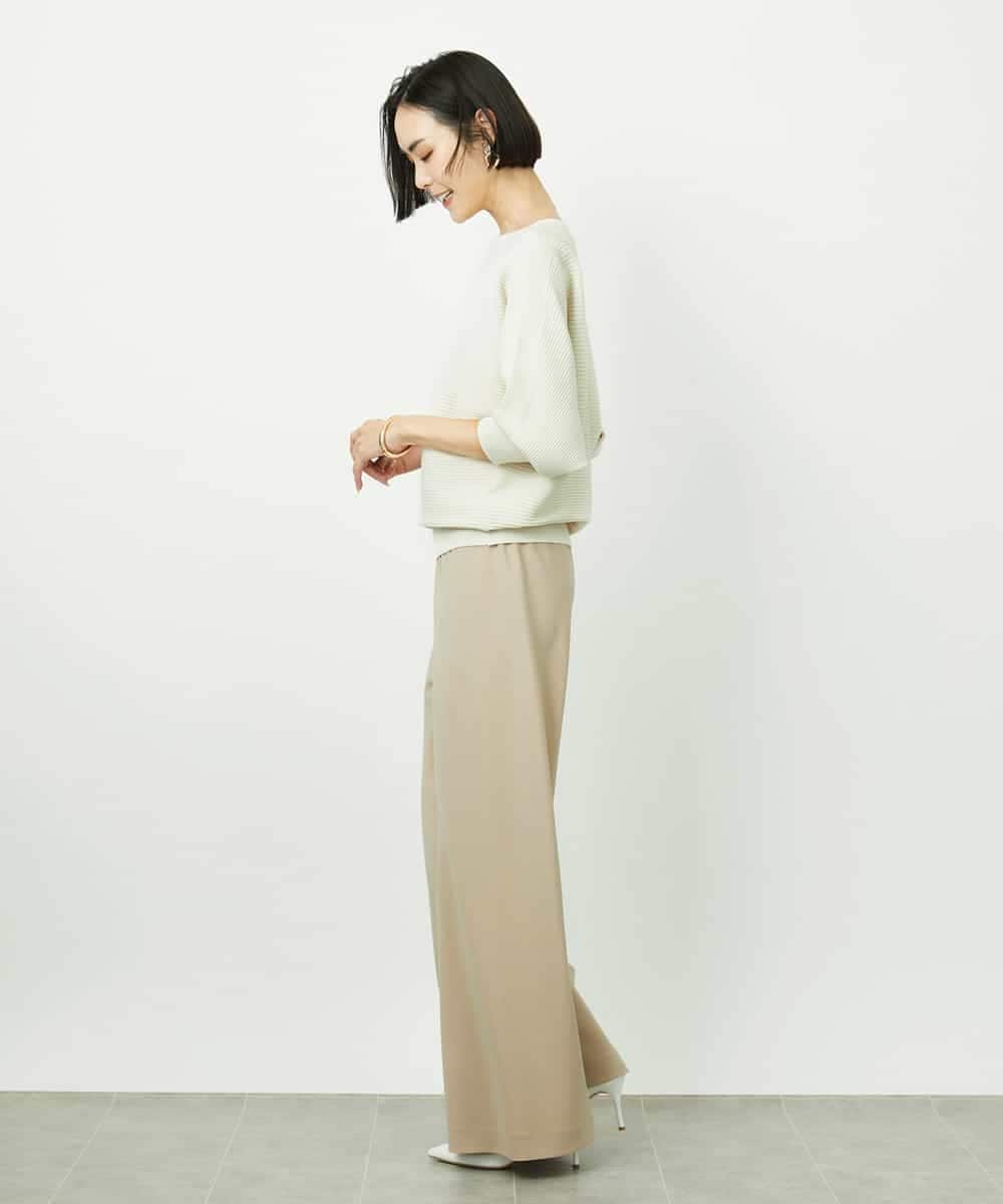 FMFDD17190 MICHEL KLEIN(ミッシェルクラン) ［定番人気］ホールガーメント(R)ドルマンスリーブニット アイボリー