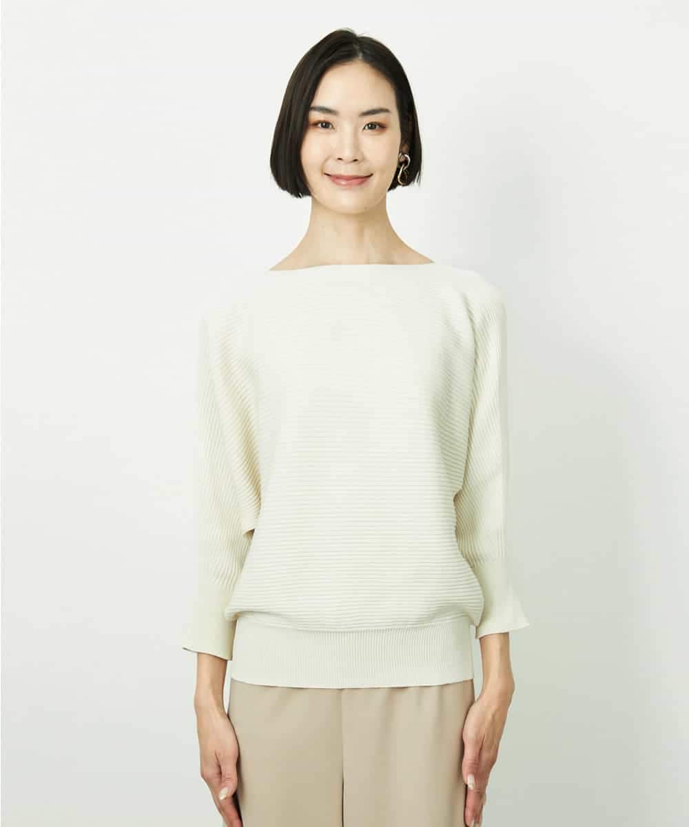 FMFDD17190 MICHEL KLEIN(ミッシェルクラン) ［定番人気］ホールガーメント(R)ドルマンスリーブニット アイボリー