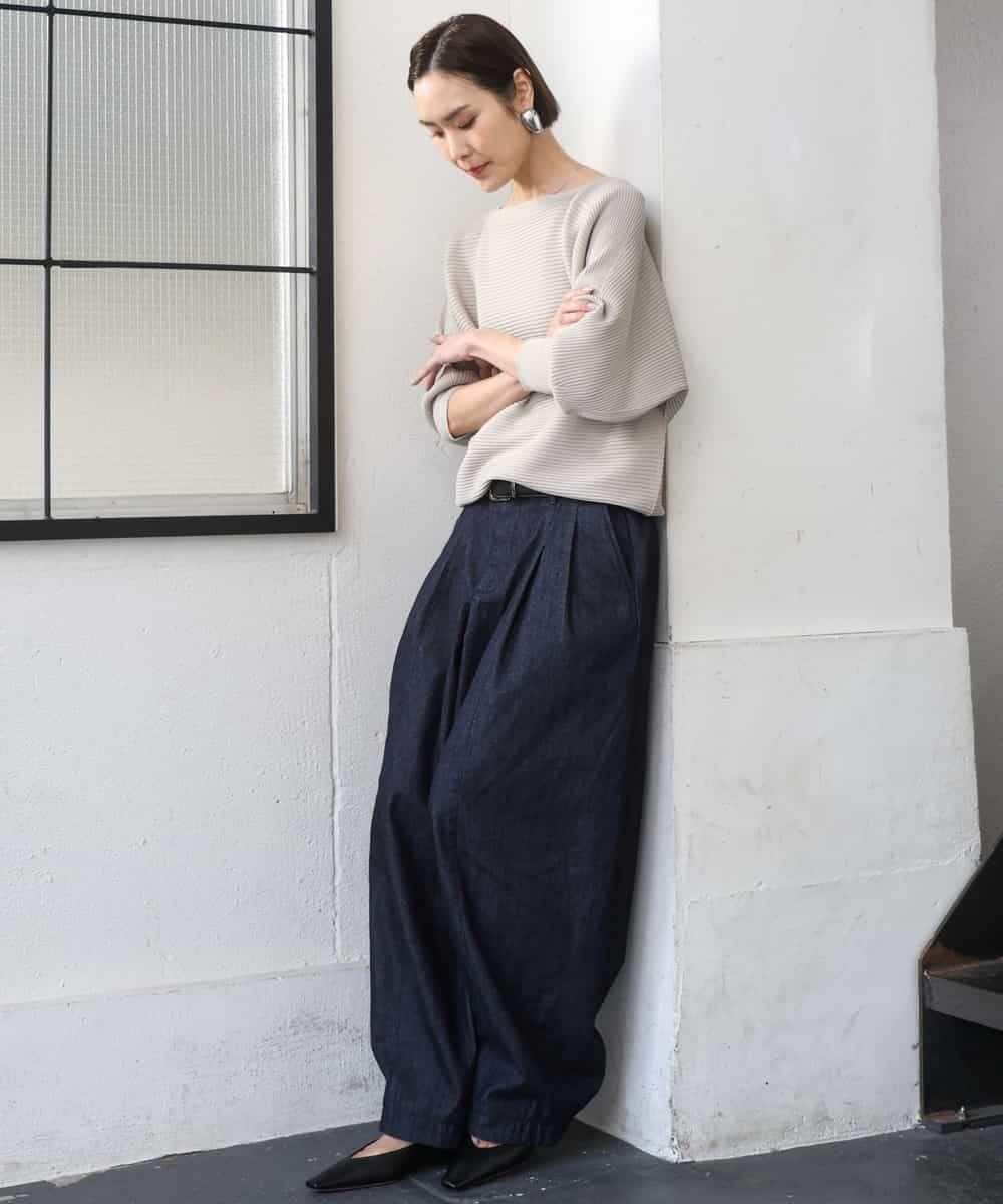 FMFDD17190 MICHEL KLEIN(ミッシェルクラン) ［定番人気］ホールガーメント(R)ドルマンスリーブニット ベージュ