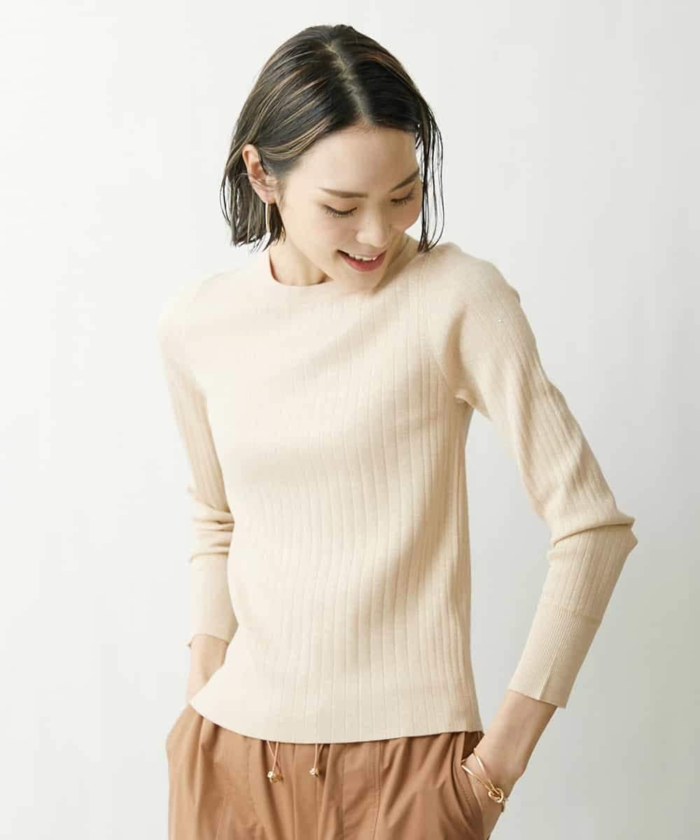 インナーにおすすめ]クルーネックラメリブニット(ニット・セーター
