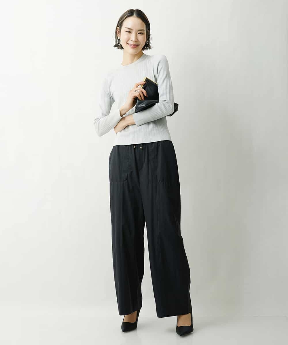 FMFDS11230 MICHEL KLEIN(ミッシェルクラン) [インナーにおすすめ]クルーネックラメリブニット シルバー