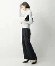 FMFDS11230 MICHEL KLEIN(ミッシェルクラン) [インナーにおすすめ]クルーネックラメリブニット シルバー