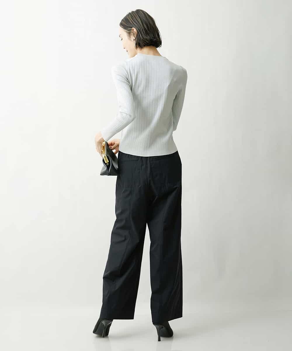 FMFDS11230 MICHEL KLEIN(ミッシェルクラン) [インナーにおすすめ]クルーネックラメリブニット シルバー