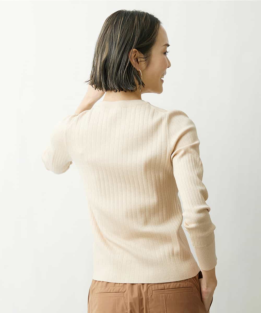 FMFDS11230 MICHEL KLEIN(ミッシェルクラン) [インナーにおすすめ]クルーネックラメリブニット シルバー