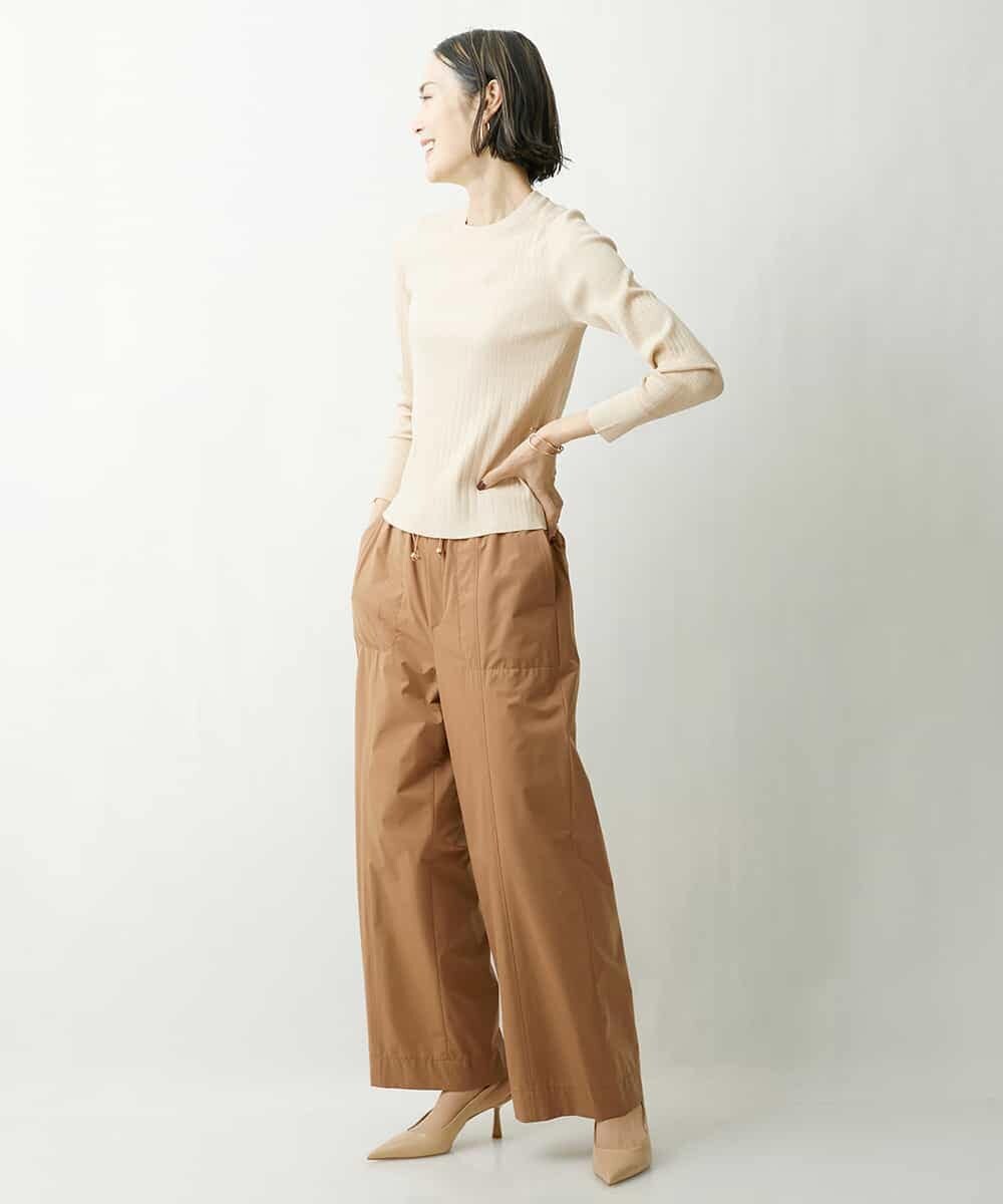 FMFDS11230 MICHEL KLEIN(ミッシェルクラン) [インナーにおすすめ]クルーネックラメリブニット シルバー