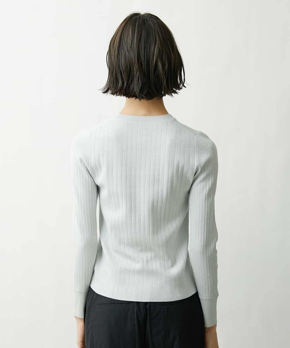 FMFDS11230 MICHEL KLEIN(ミッシェルクラン) [インナーにおすすめ]クルーネックラメリブニット シルバー