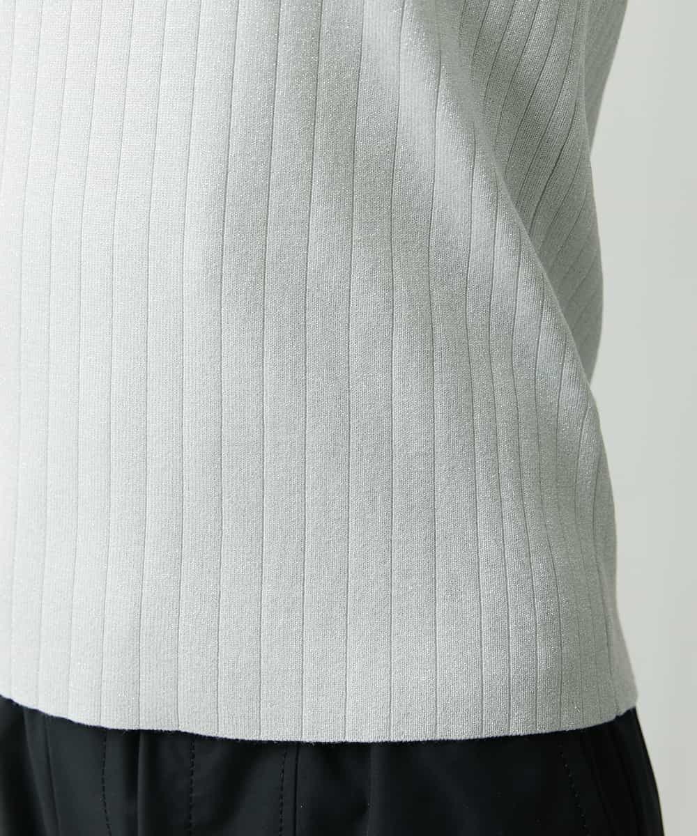FMFDS11230 MICHEL KLEIN(ミッシェルクラン) [インナーにおすすめ]クルーネックラメリブニット シルバー