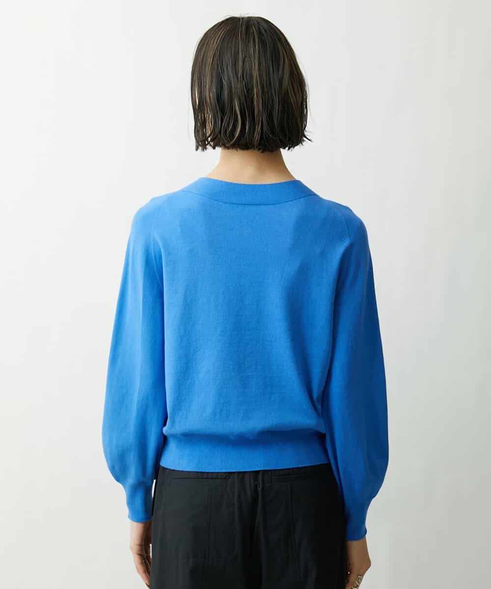 FMFDS15180 MICHEL KLEIN(ミッシェルクラン) [端境期におすすめ]ホールガーメント(R)ボトルネックニット（無地＆ボーダー） ネイビー×ホワイト(57)