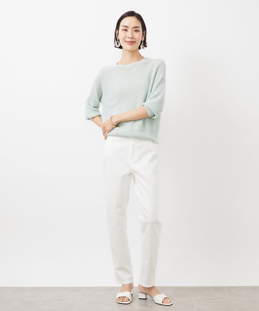 FMFFA04230 MICHEL KLEIN(ミッシェルクラン) ホールガーメント(R)ドライタッチラメニット ミント