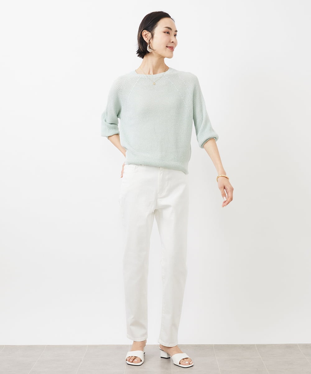 FMFFA04230 MICHEL KLEIN(ミッシェルクラン) ホールガーメント(R)ドライタッチラメニット ミント