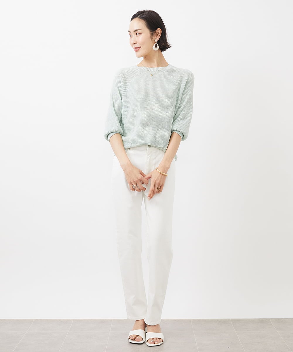 FMFFA04230 MICHEL KLEIN(ミッシェルクラン) ホールガーメント(R)ドライタッチラメニット ミント