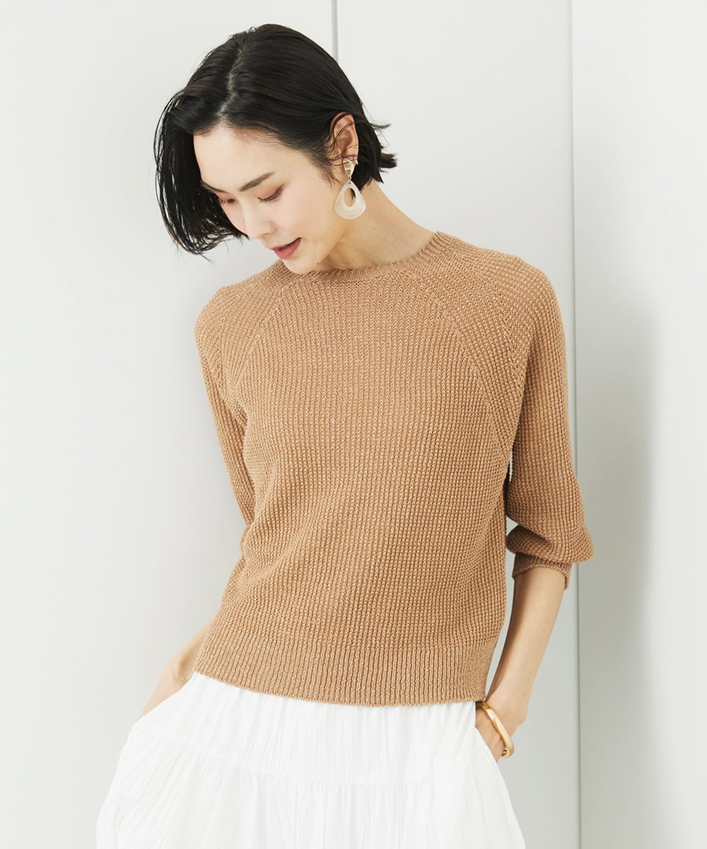 FMFFA04230 MICHEL KLEIN(ミッシェルクラン) ホールガーメント(R)ドライタッチラメニット ミント