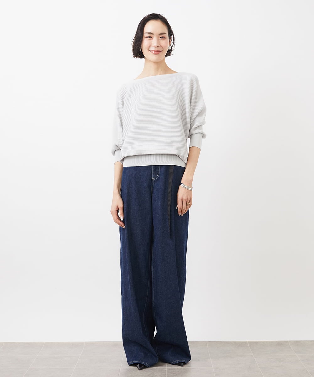FMFFA17190 MICHEL KLEIN(ミッシェルクラン) [WEB限定カラー]ホールガーメント(R)ドルマンスリーブニット(7分袖) ベージュ