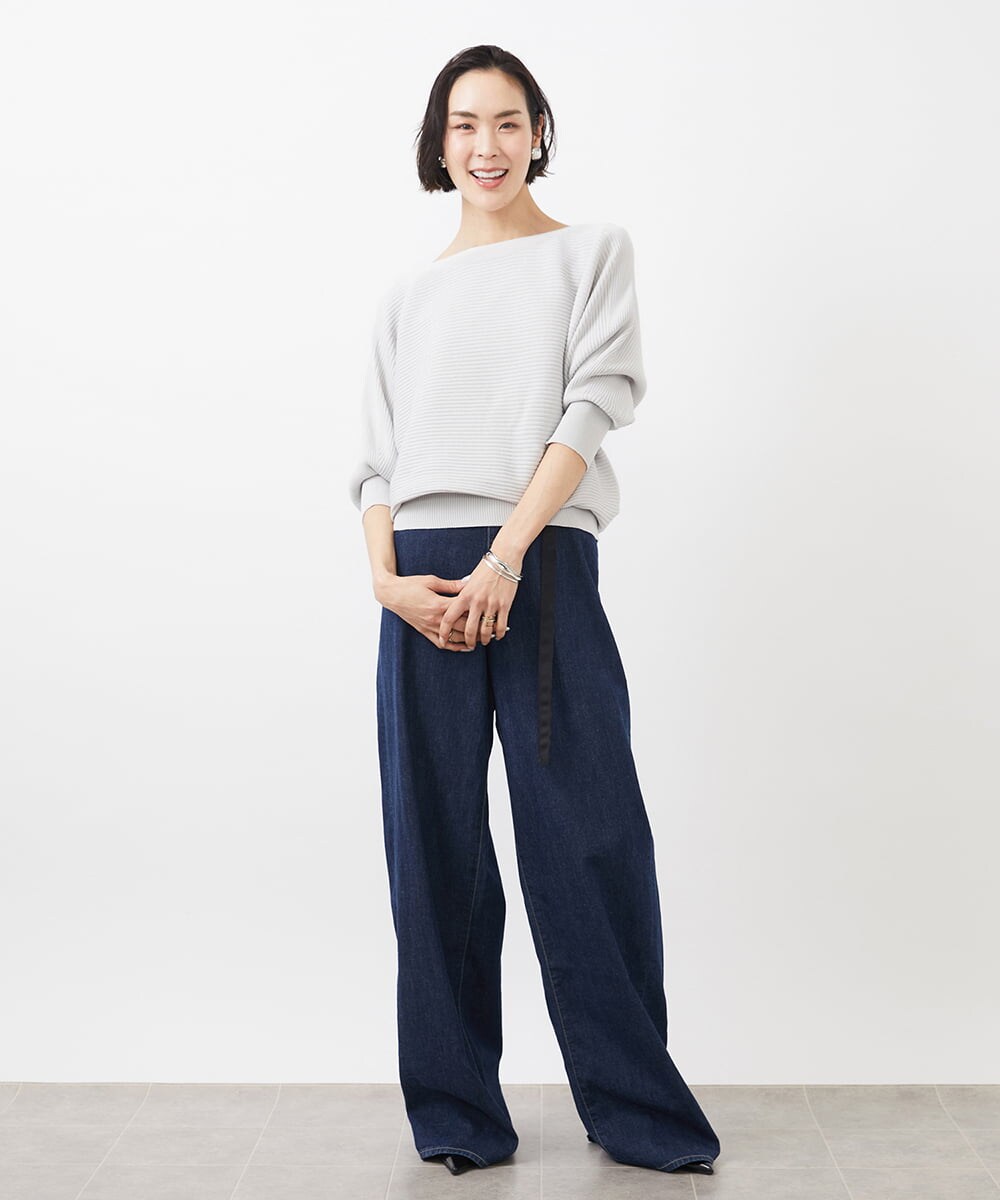 FMFFA17190 MICHEL KLEIN(ミッシェルクラン) [WEB限定カラー]ホールガーメント(R)ドルマンスリーブニット(7分袖) ベージュ