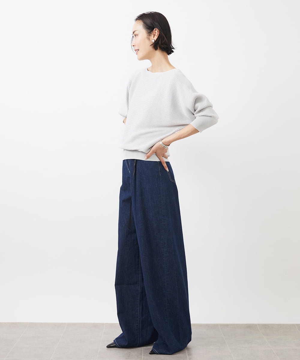 FMFFA17190 MICHEL KLEIN(ミッシェルクラン) [WEB限定カラー]ホールガーメント(R)ドルマンスリーブニット(7分袖) ベージュ