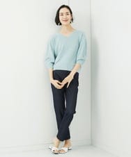 FMFFA23190 MICHEL KLEIN(ミッシェルクラン) [WEB限定カラー]ホールガーメント(R)Vネックボリュームスリーブニット ライトブルー