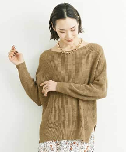 FMFFS18250 MICHEL KLEIN ホールガーメント(R)フレンチリネンボートネックニット