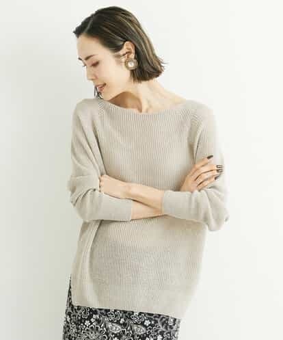 FMFFS18250 MICHEL KLEIN ホールガーメント(R)フレンチリネンボートネックニット