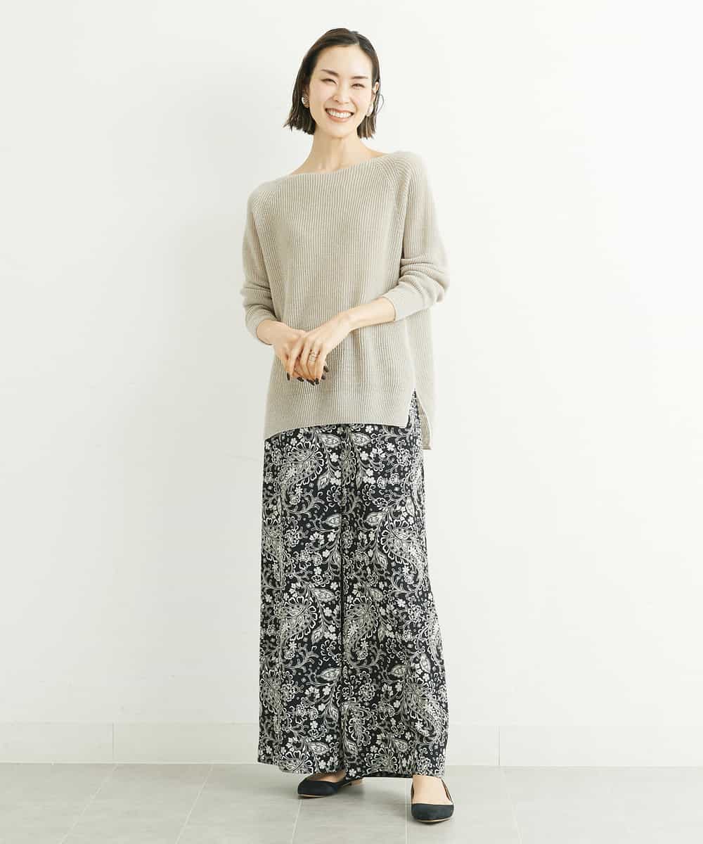 FMFFS18250 MICHEL KLEIN(ミッシェルクラン) ホールガーメント(R)フレンチリネンボートネックニット ベージュ(82)