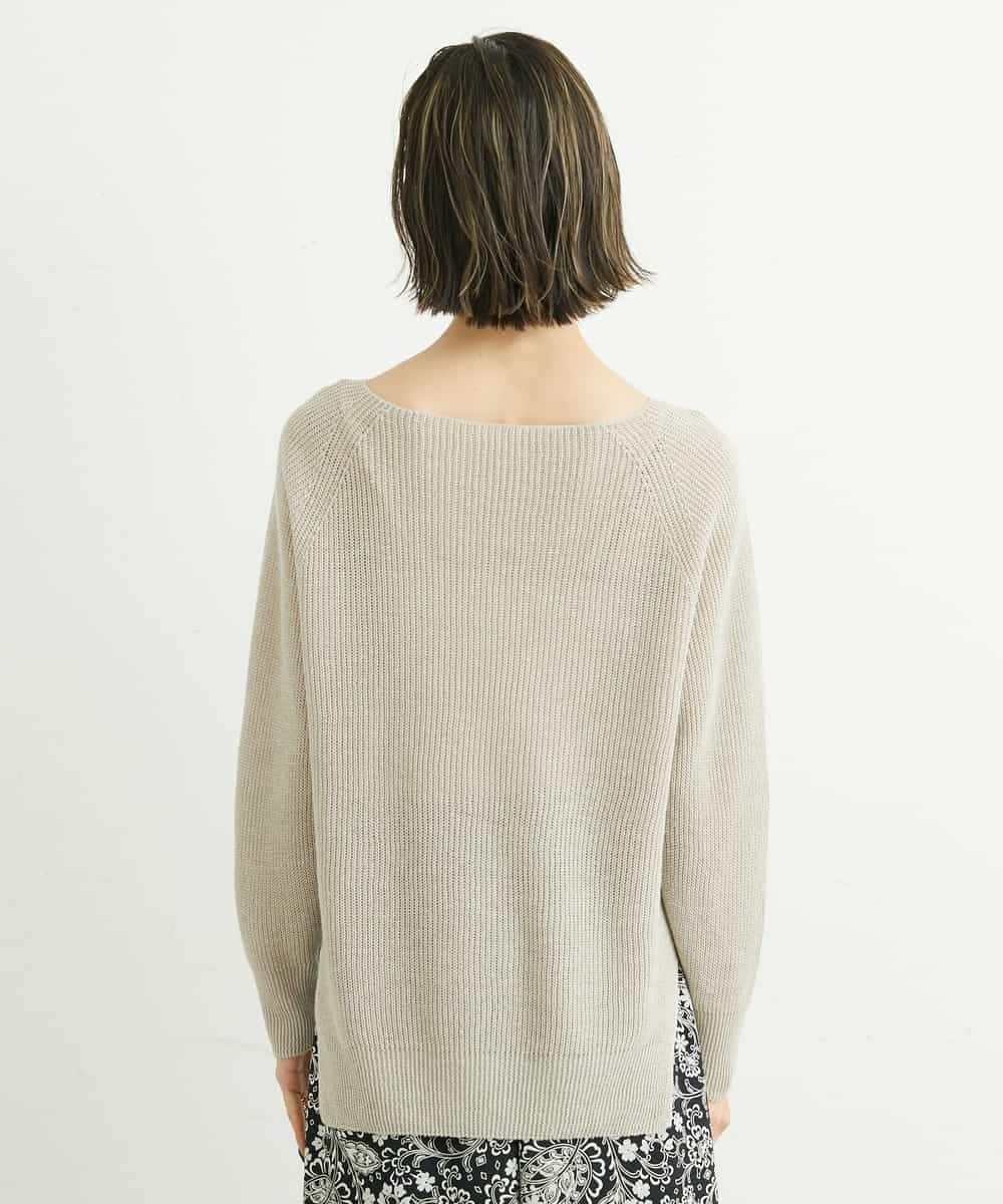 FMFFS18250 MICHEL KLEIN(ミッシェルクラン) ホールガーメント(R)フレンチリネンボートネックニット ベージュ(82)