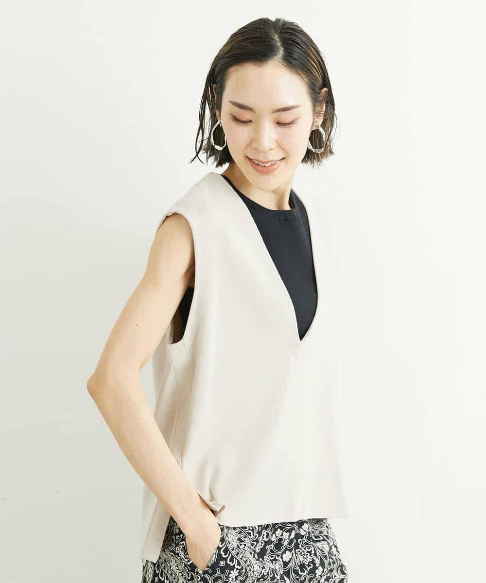 FMFFS21230 MICHEL KLEIN(ミッシェルクラン) [レイヤードスタイルに]Vネックニットベスト ネイビー(57)