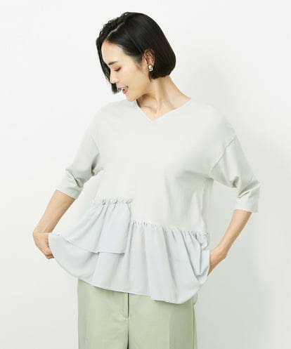 FMFFV19190 MICHEL KLEIN 裾切替フレアニットプルオーバー