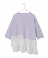 FMFFV19190 MICHEL KLEIN(ミッシェルクラン) 裾切替フレアニットプルオーバー ラベンダー