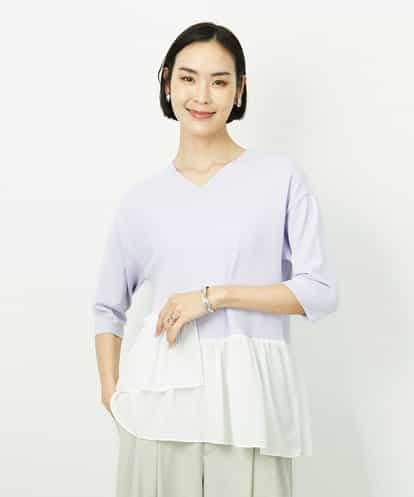 FMFFV19190 MICHEL KLEIN 裾切替フレアニットプルオーバー