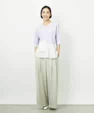 FMFFV19190 MICHEL KLEIN(ミッシェルクラン) 裾切替フレアニットプルオーバー ラベンダー