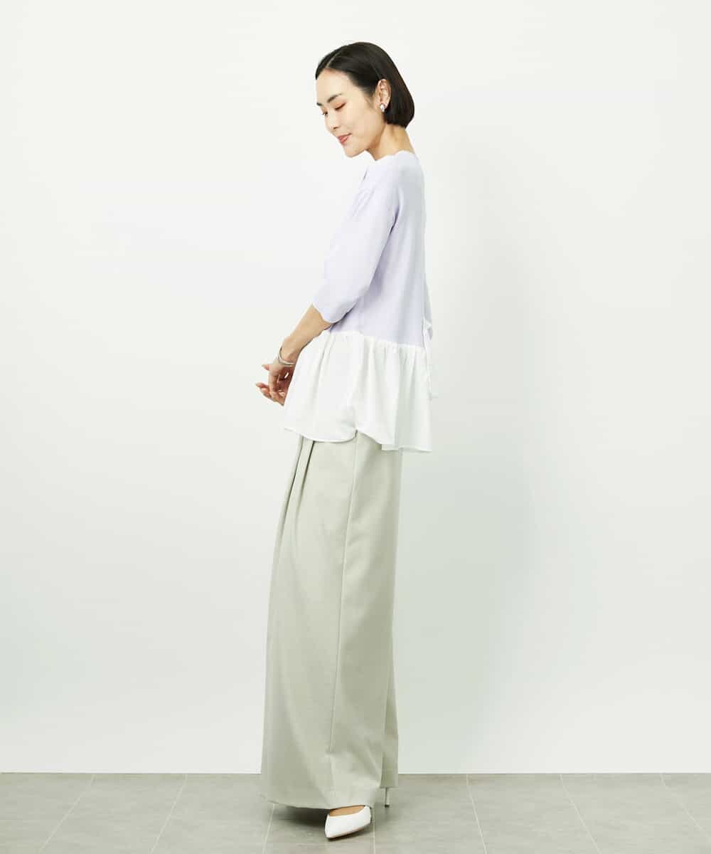 FMFFV19190 MICHEL KLEIN(ミッシェルクラン) 裾切替フレアニットプルオーバー ラベンダー