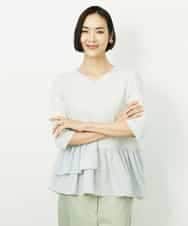 FMFFV19190 MICHEL KLEIN(ミッシェルクラン) 裾切替フレアニットプルオーバー ラベンダー