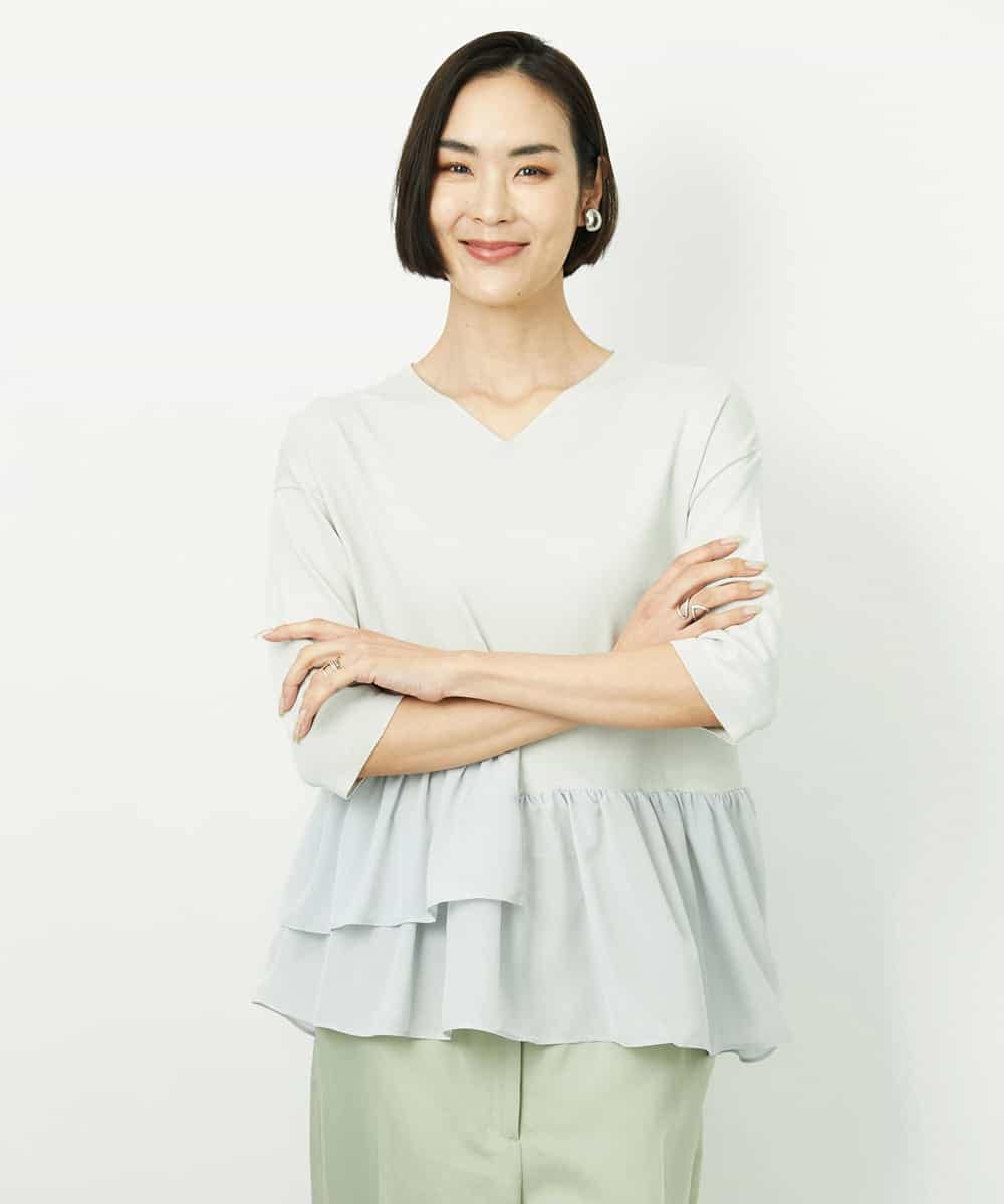 FMFFV19190 MICHEL KLEIN(ミッシェルクラン) 裾切替フレアニットプルオーバー ラベンダー