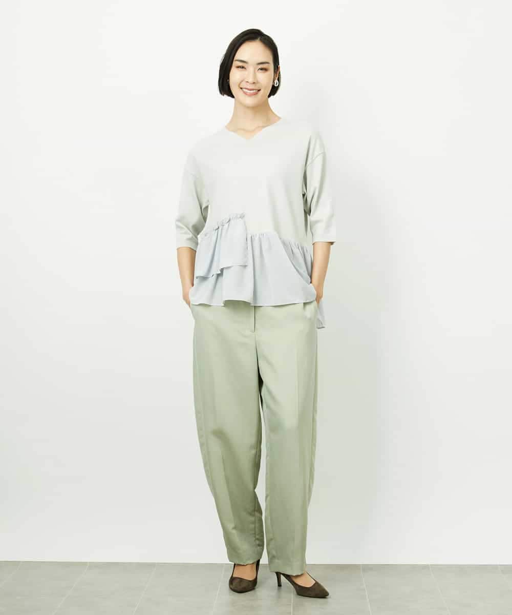 FMFFV19190 MICHEL KLEIN(ミッシェルクラン) 裾切替フレアニットプルオーバー ラベンダー