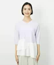 FMFFV19190 MICHEL KLEIN(ミッシェルクラン) 裾切替フレアニットプルオーバー ラベンダー