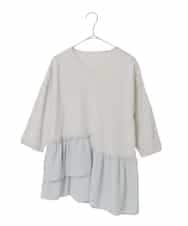 FMFFV19190 MICHEL KLEIN(ミッシェルクラン) 裾切替フレアニットプルオーバー ライトグレー