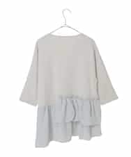 FMFFV19190 MICHEL KLEIN(ミッシェルクラン) 裾切替フレアニットプルオーバー ライトグレー