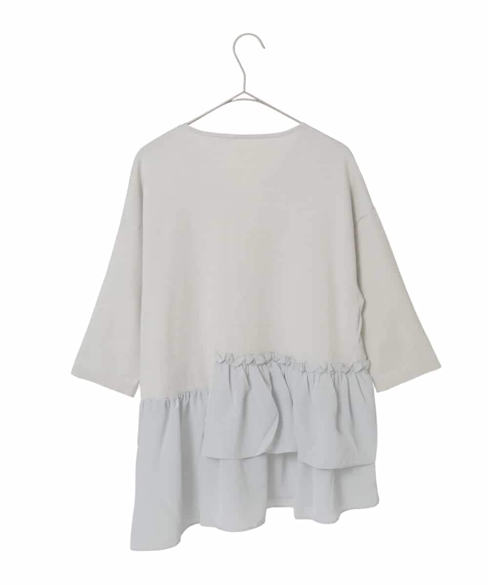 FMFFV19190 MICHEL KLEIN(ミッシェルクラン) 裾切替フレアニットプルオーバー ライトグレー