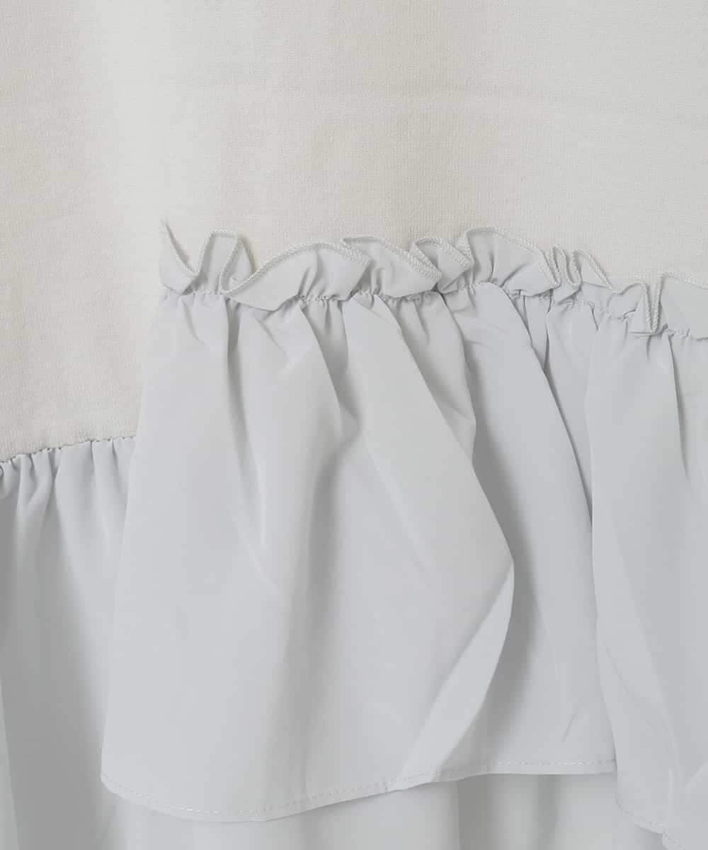 FMFFV19190 MICHEL KLEIN(ミッシェルクラン) 裾切替フレアニットプルオーバー ライトグレー