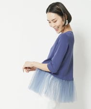 FMFFV20230 MICHEL KLEIN(ミッシェルクラン) チュールニットトップス ブルー(55)