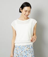 FMFGA16230 MICHEL KLEIN(ミッシェルクラン) [アンサンブル対応]スパンコールフレンチスリーブニット ホワイト