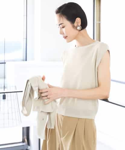 FMFGA16230 MICHEL KLEIN [アンサンブル対応]スパンコールフレンチスリーブニット