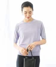 FMFGA18220 MICHEL KLEIN(ミッシェルクラン) [アンサンブル対応/接触冷感]クルーネックニットプルオーバー ラベンダー